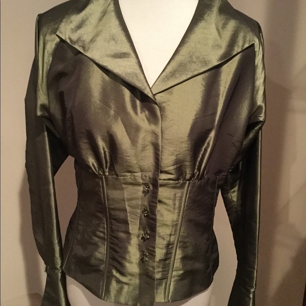 Victor Costa Olive Green SatinTop